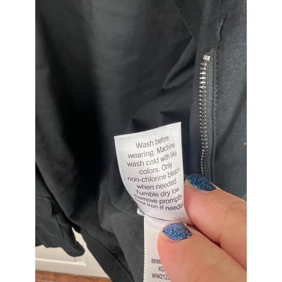 Nine West Black Minimalist Wide Collar Roll Tab Sleeve Asymmetric Jacket XL - Picture 9 of 11